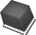 SUPERJARE 0.4 in Thick Rubber Top Exercise Mats 12 Pcs - 48 Sq Ft