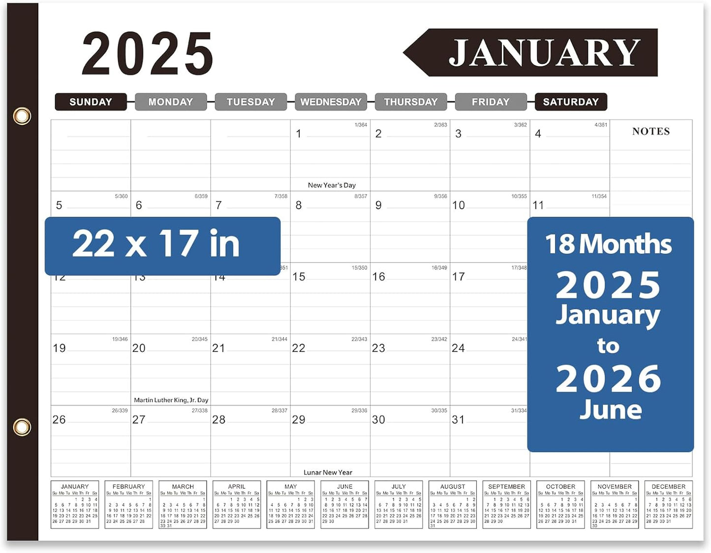 2025-2026 Large Desk Calendar with To Do & Notes