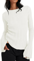 Cicy Bell Bell Sleeve Long Sleeve Knit Top - Flattering Lightweight