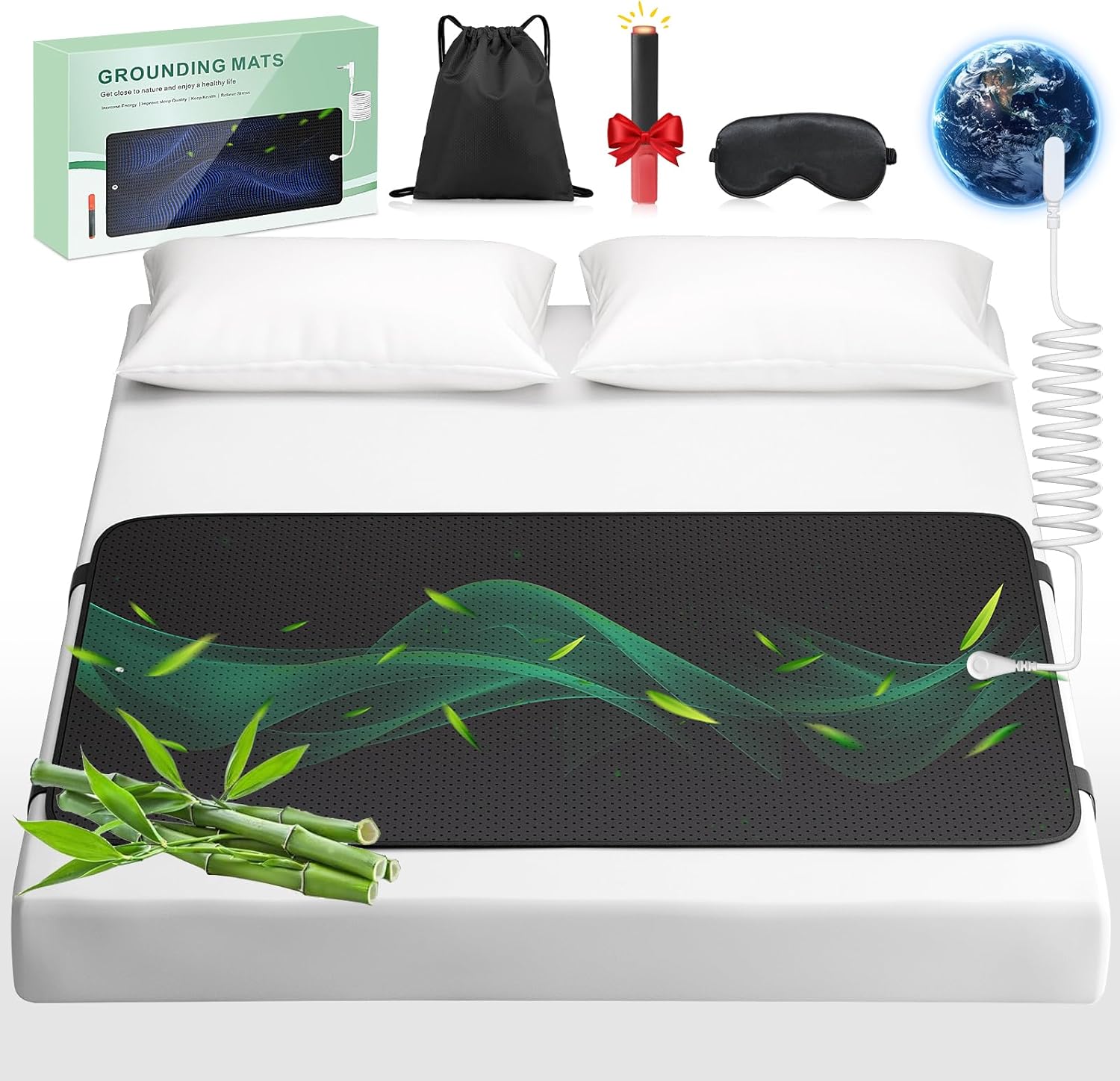 Grounding Mat for Bed with Leather, Improve Sleep & Relieve Stress