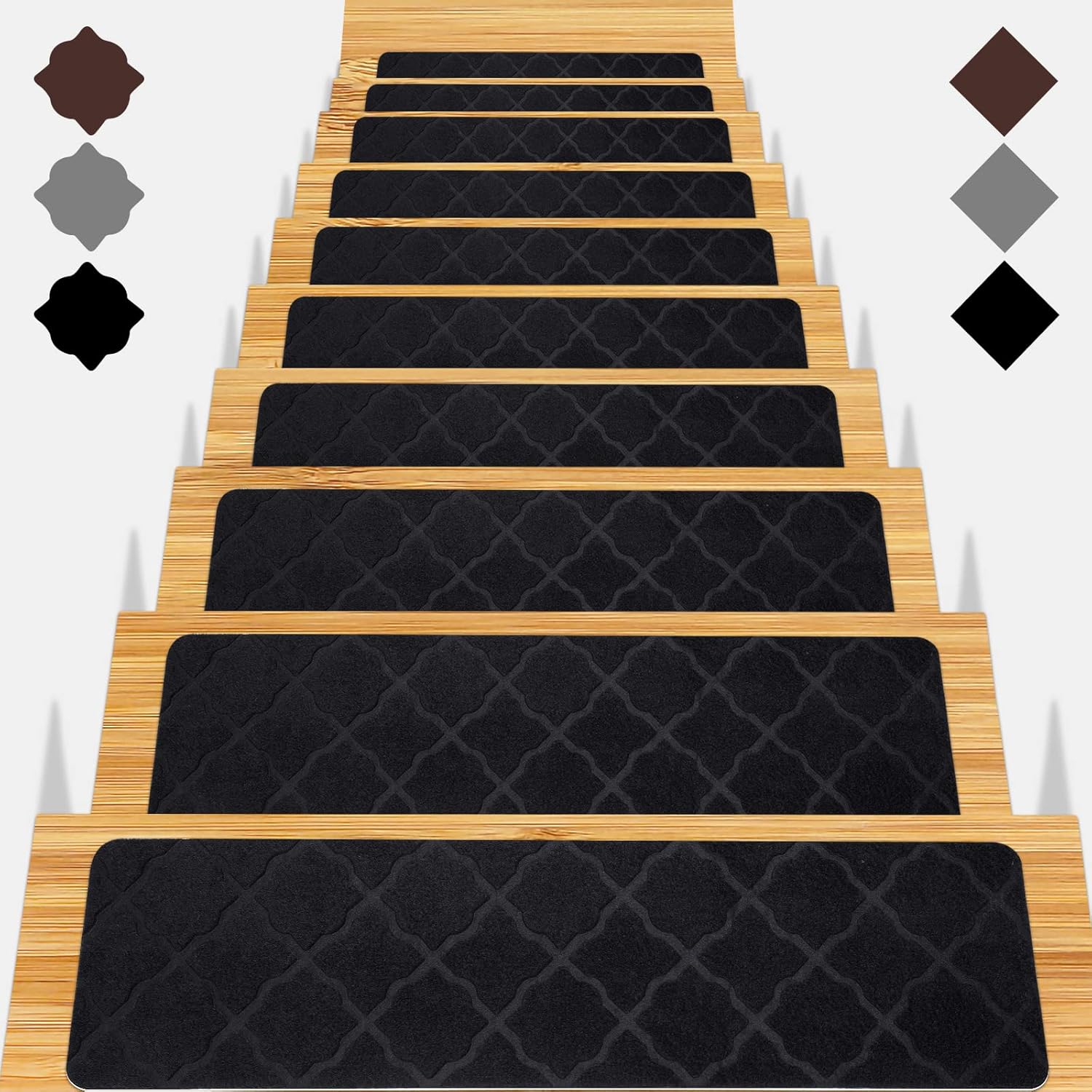 Stair Treads for Wooden Steps - 15pcs Non-Slip Carpet Mats