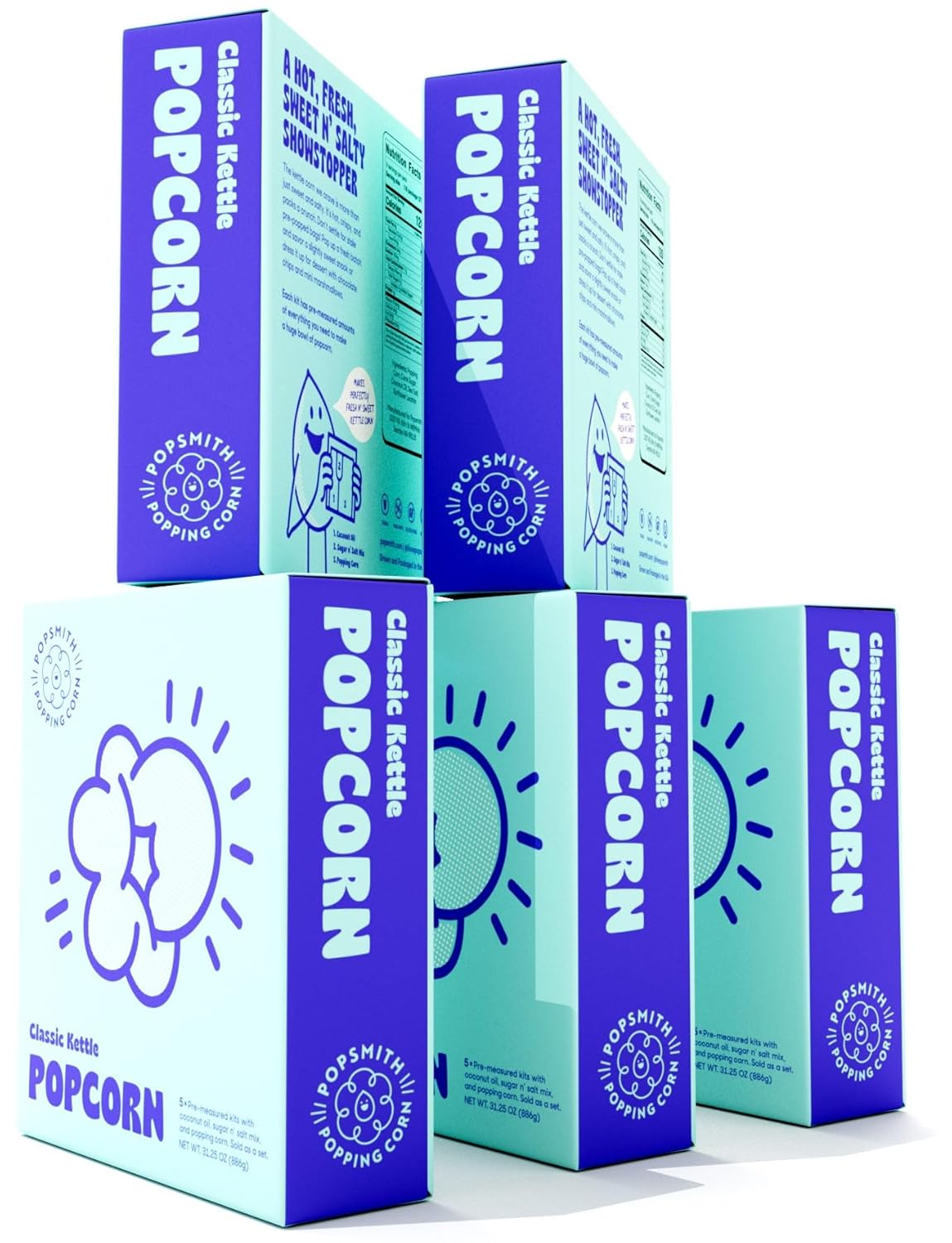 Popsmith Pre-Measured Classic Kettle Popcorn Kits for Movie Nights