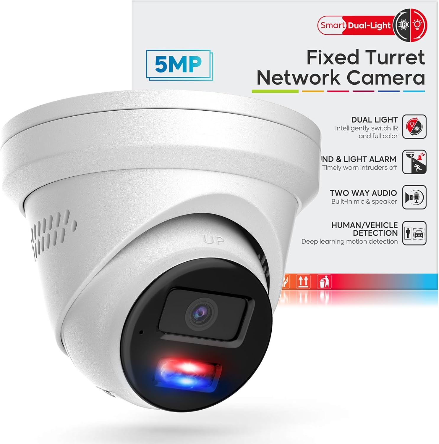 5MP PoE IP Turret Camera with Smart Color Night Vision Features