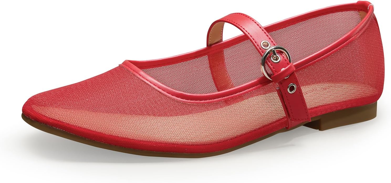 Leopard Flats for Women - Stylish Mesh Ballet Mary Jane Shoes