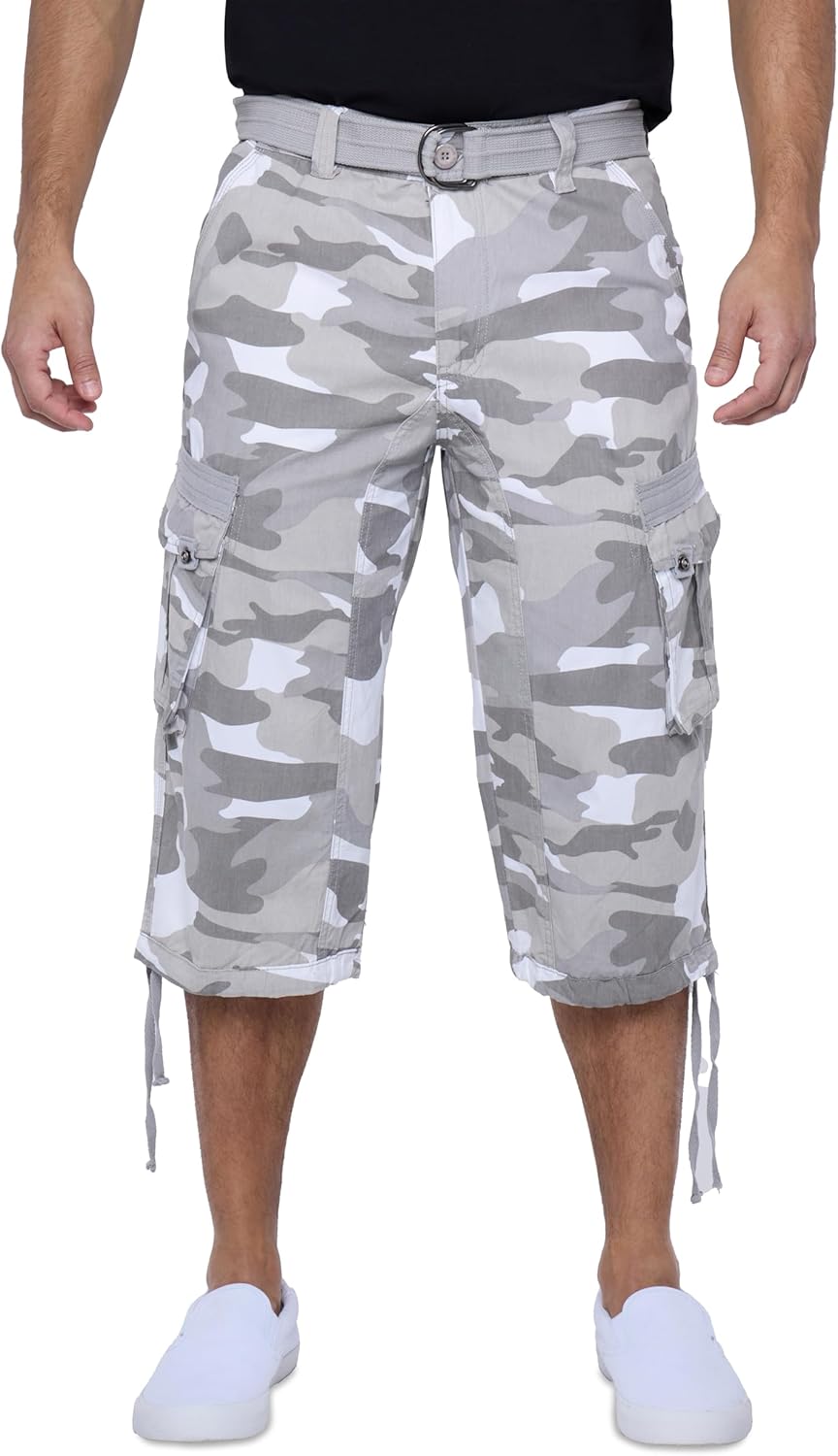 X RAY Men's Belted Long Cargo Shorts for Comfort and Style