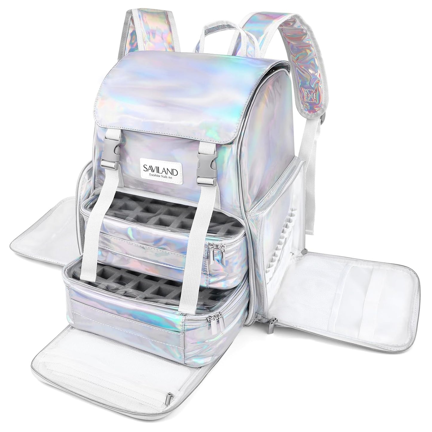 SAVILAND Nail Polish Organizer Bag for 70 Bottles & Lamp