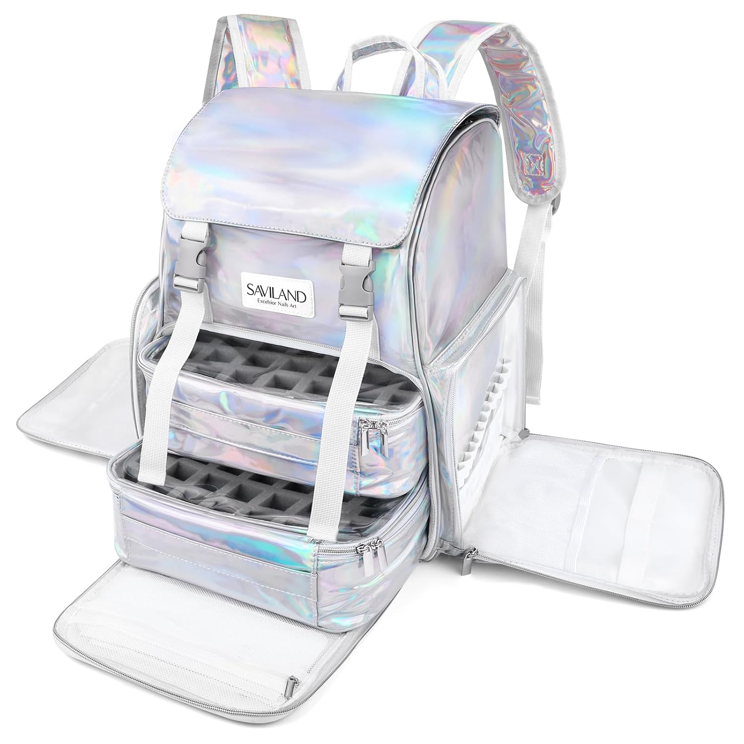 SAVILAND Nail Polish Organizer Bag for 70 Bottles & Lamp