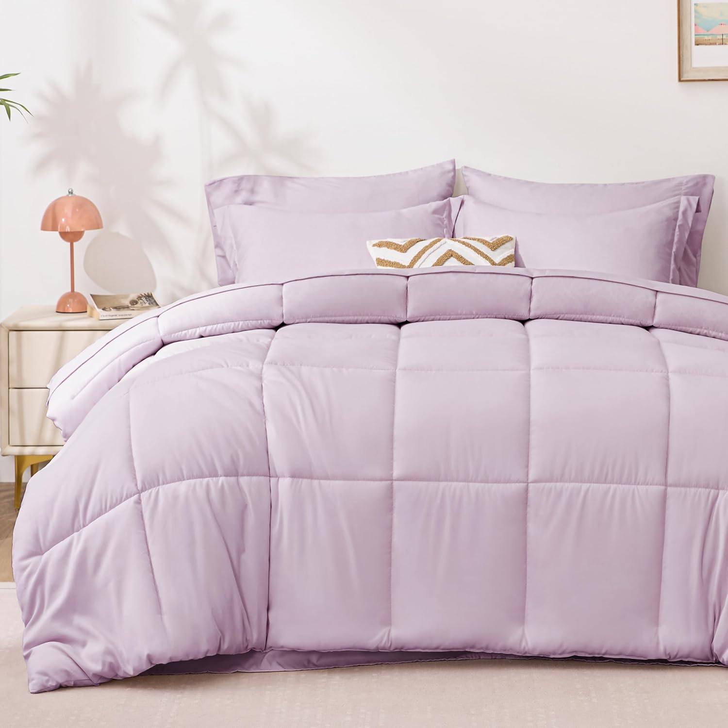 Love's Cabin Queen Comforter Set - Soft Light Purple Bedding