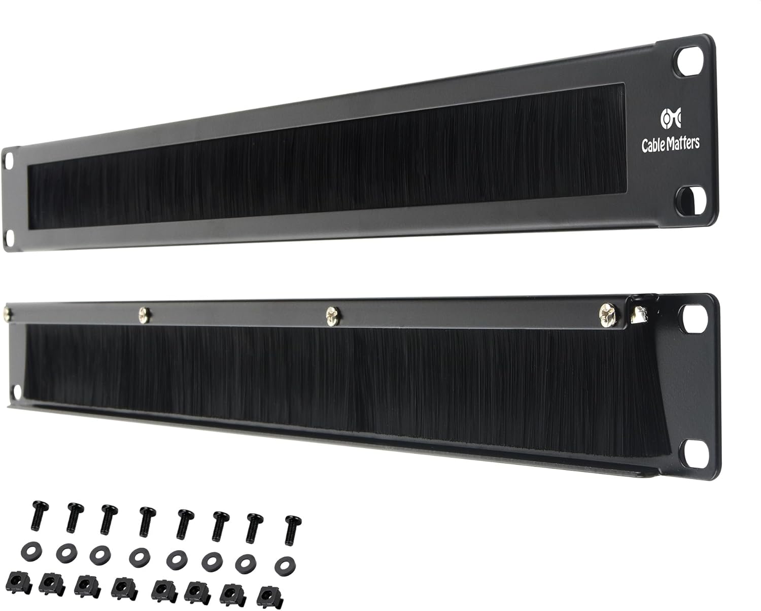1U 19-Inch Rack Mount Brush Panel for Cable Management Needs