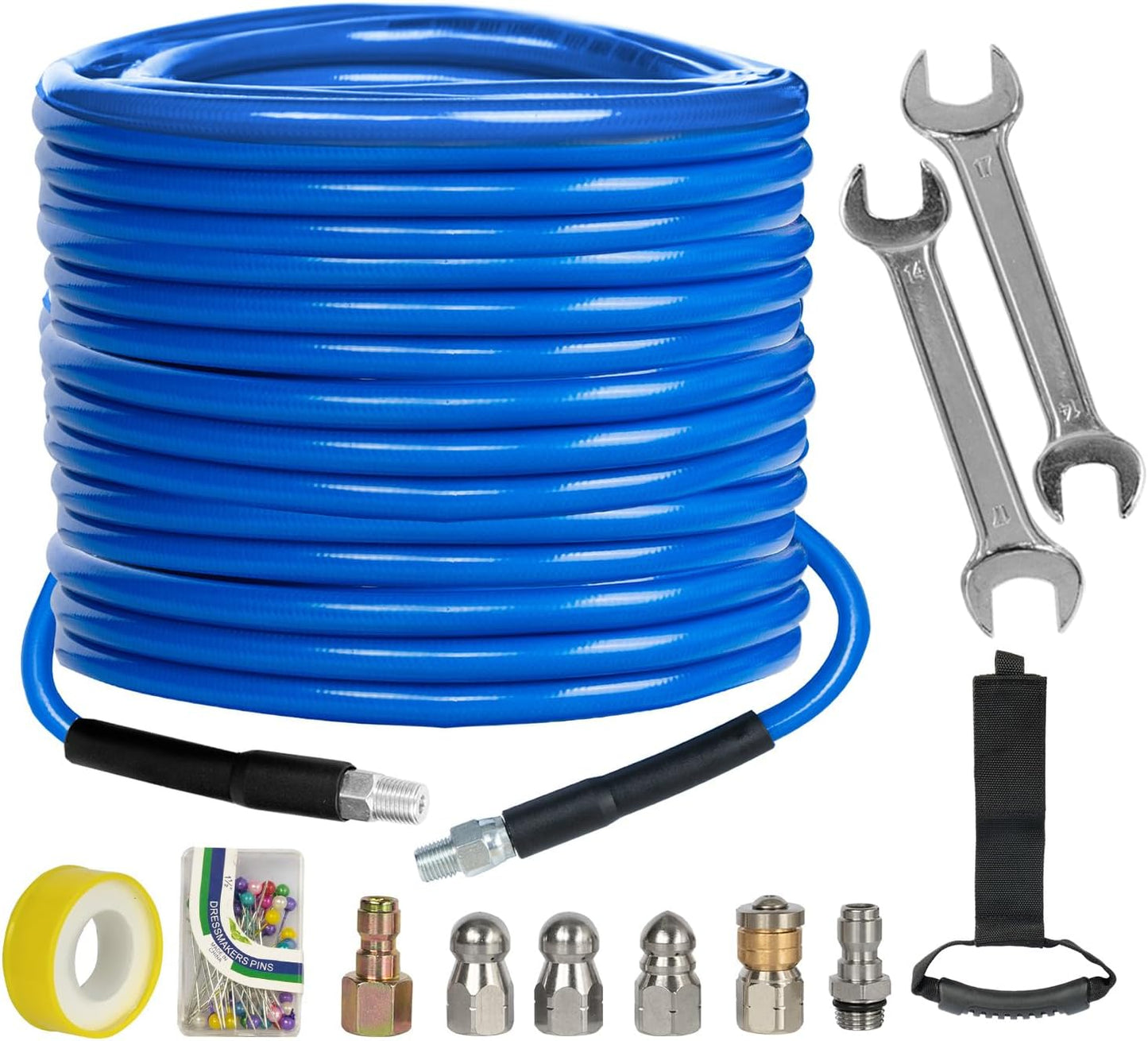 Xiny Tool Sewer Jetter Kit for Pressure Washer 100FT, 4000 PSI