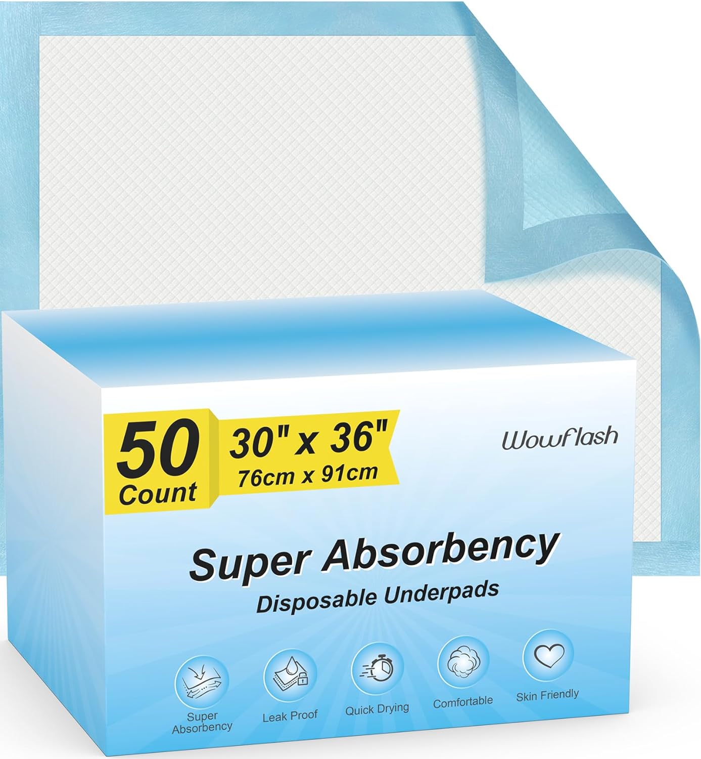 50ct Super Absorbent Disposable Underpads - Leakproof Quick Dry - XXL Size