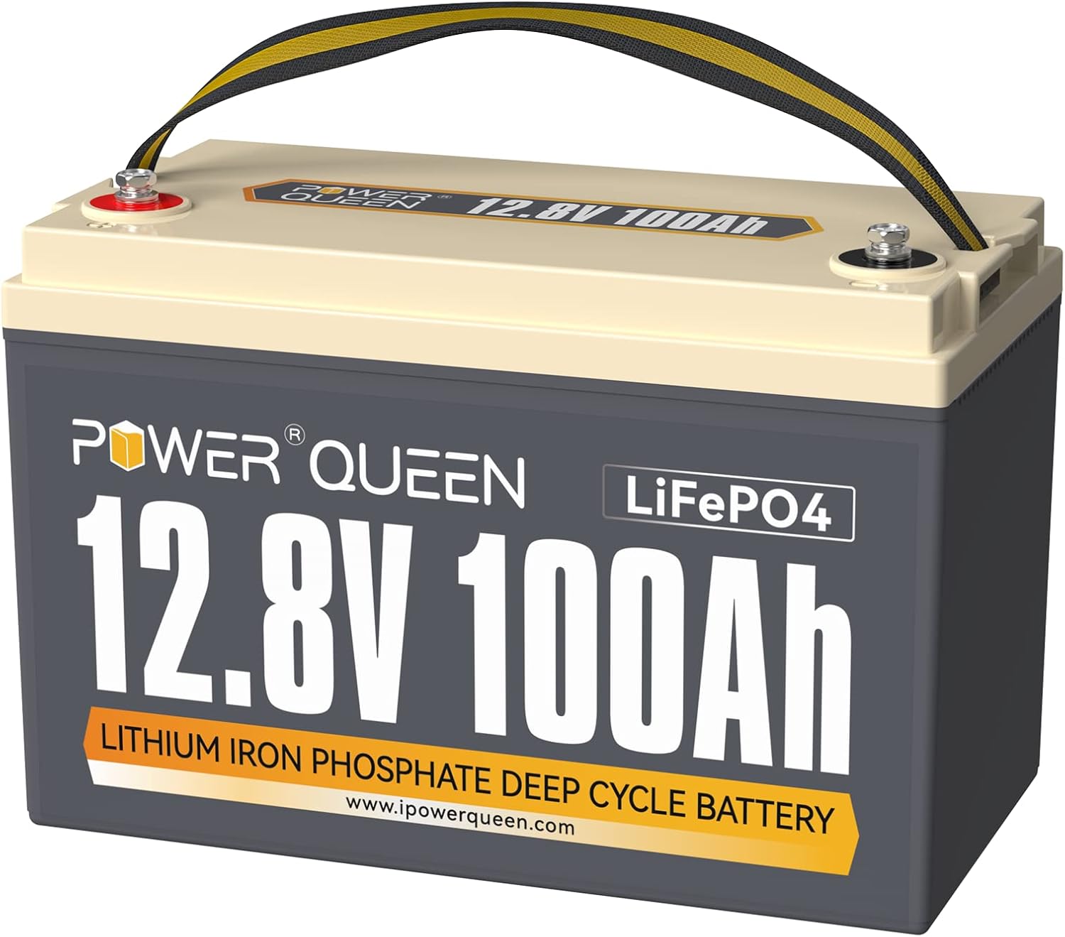 Power Queen 12.8V 100Ah LiFePO4 Battery for Solar and RV Use
