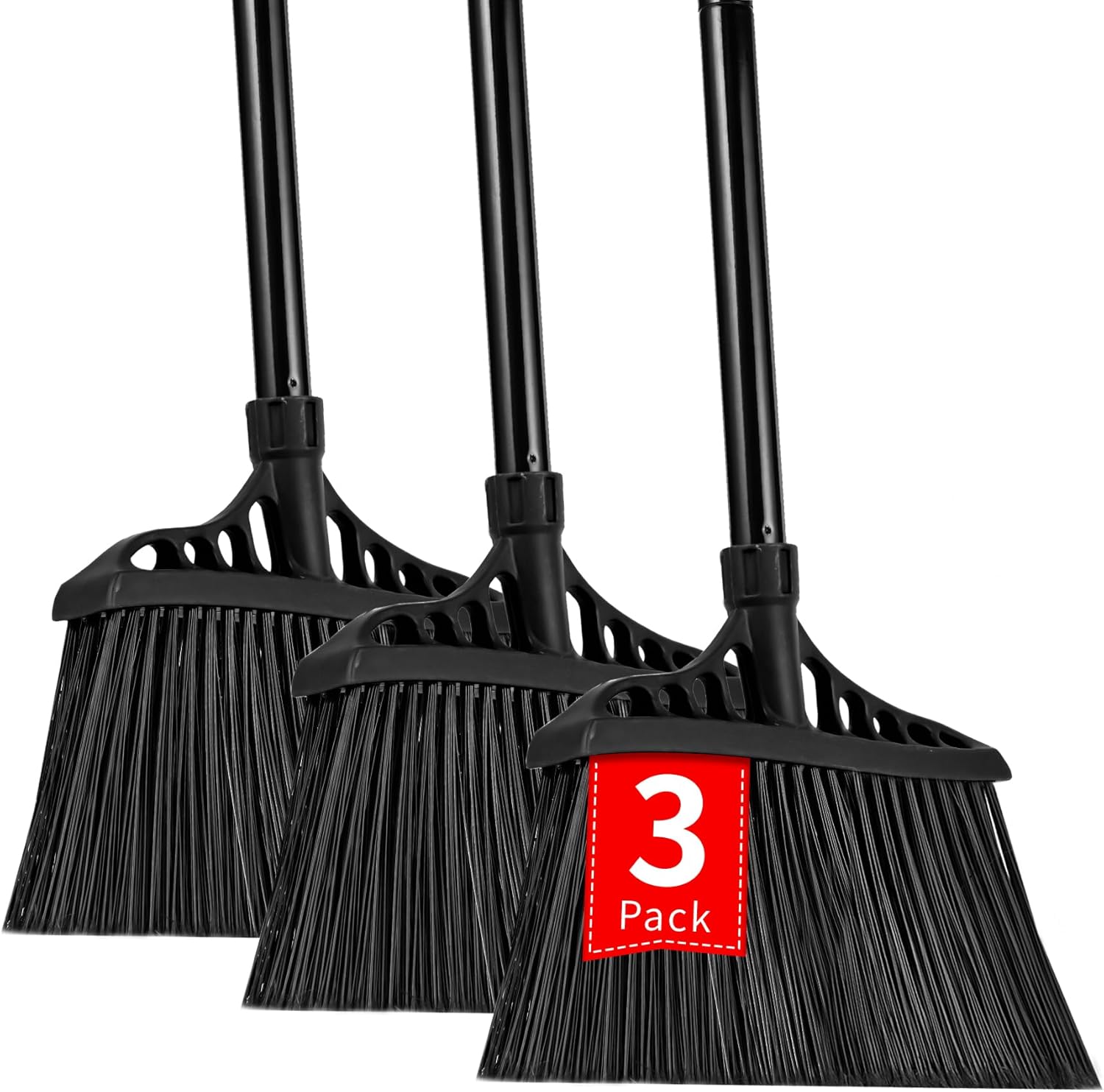 3-Pack Heavy Duty Broom Set for Indoor and Outdoor Cleaning
