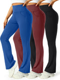 Womens High Waist Flare Yoga Pants 3-Pack - Wide Leg Comfort
