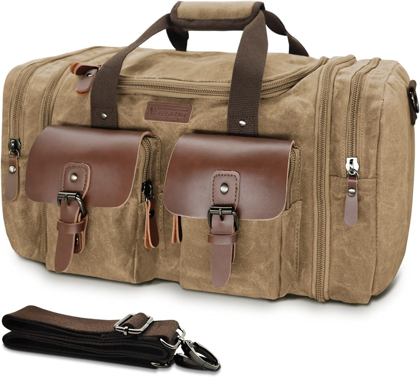 Wildroad Waxed Canvas Duffle Bag - 60L Waterproof Travel Bag