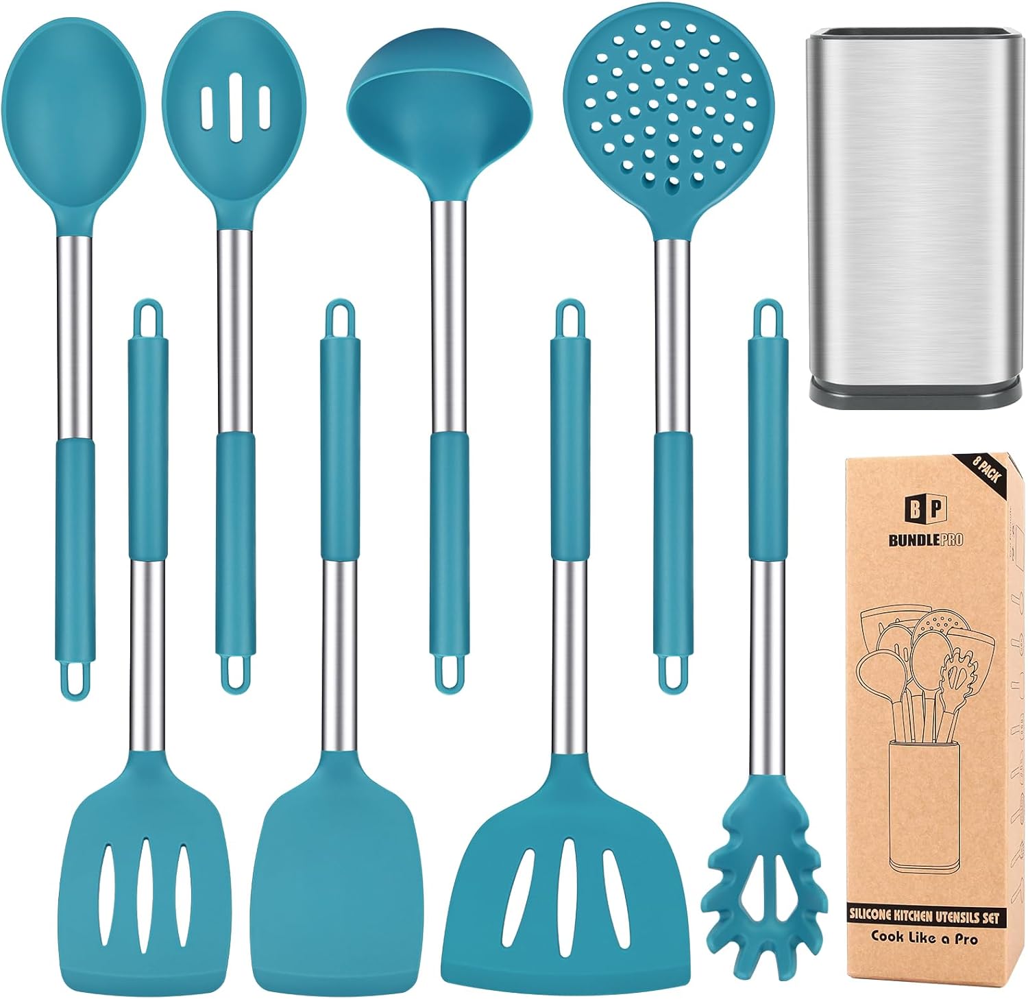 Silicone Cooking Utensil Set - 8Pcs Non-stick Kitchen Tools