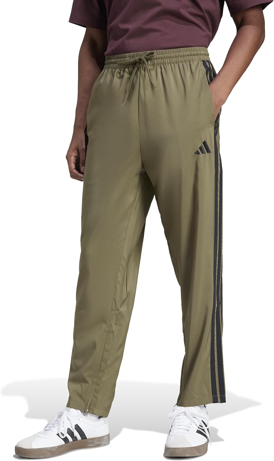 adidas Mens Essentials 3-Stripes Open Hem Pants for Comfort