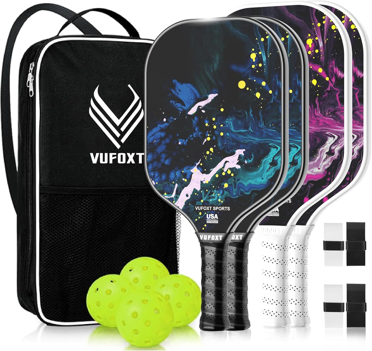 Pickleball Paddles Set of 2/4 - USAPA Approved Carbon Fiber