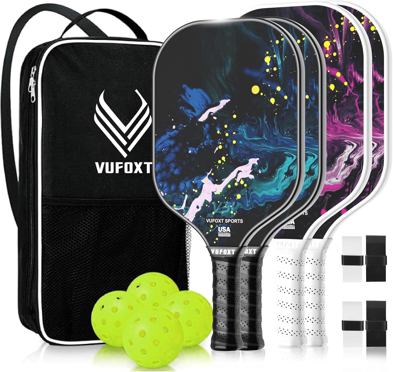 Pickleball Paddles Set of 2/4 - USAPA Approved Carbon Fiber