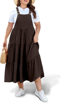 Plus Size Overall Dress for Women Tiered Maxi Jumper with Pockets