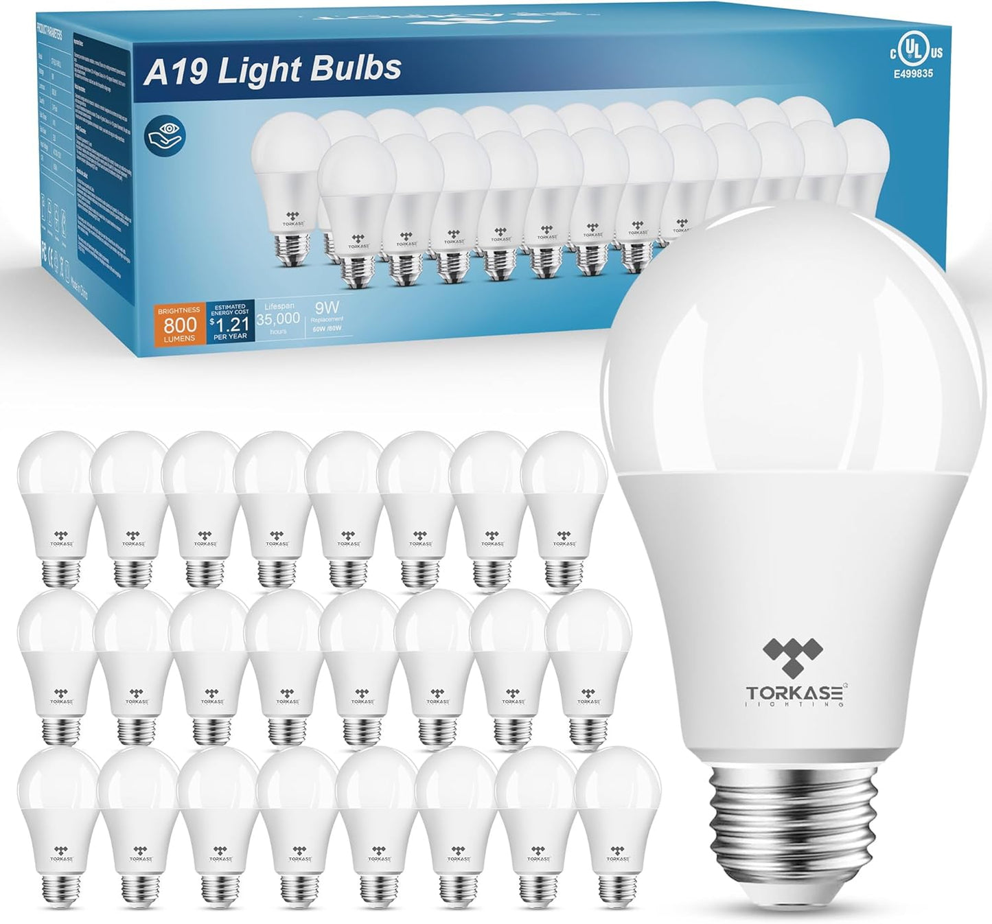 Torkase Light Bulbs 9-Watt 800LM Energy Efficient 24-Pack