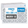 Aerostar 16x25x4 MERV 13 Pleated Air Filters - 6 Pack