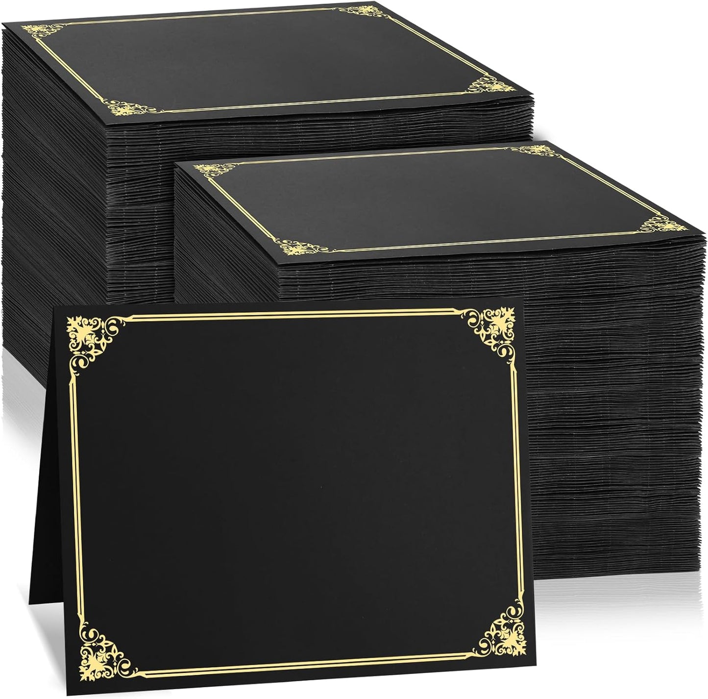 150 Pcs Black Certificate Holders with Gold Foil Border