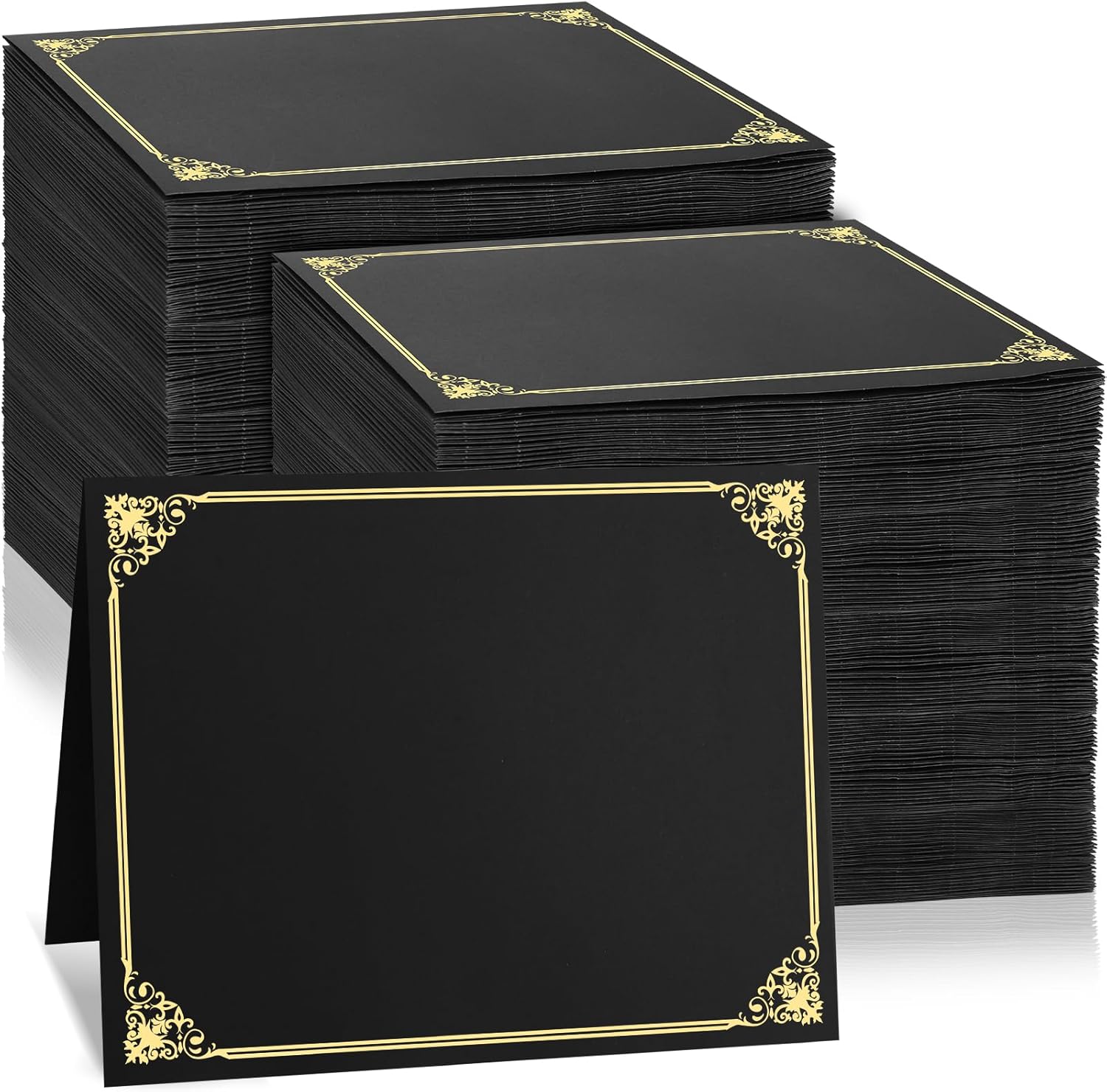 150 Pcs Black Certificate Holders with Gold Foil Border