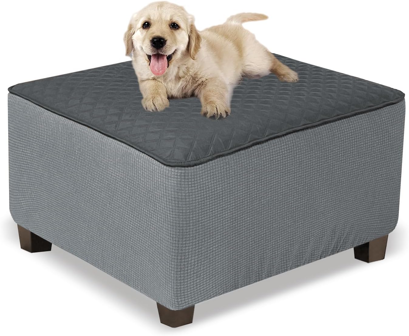 NeColorLife Ottoman Cover Square Waterproof Slipcover for Pets