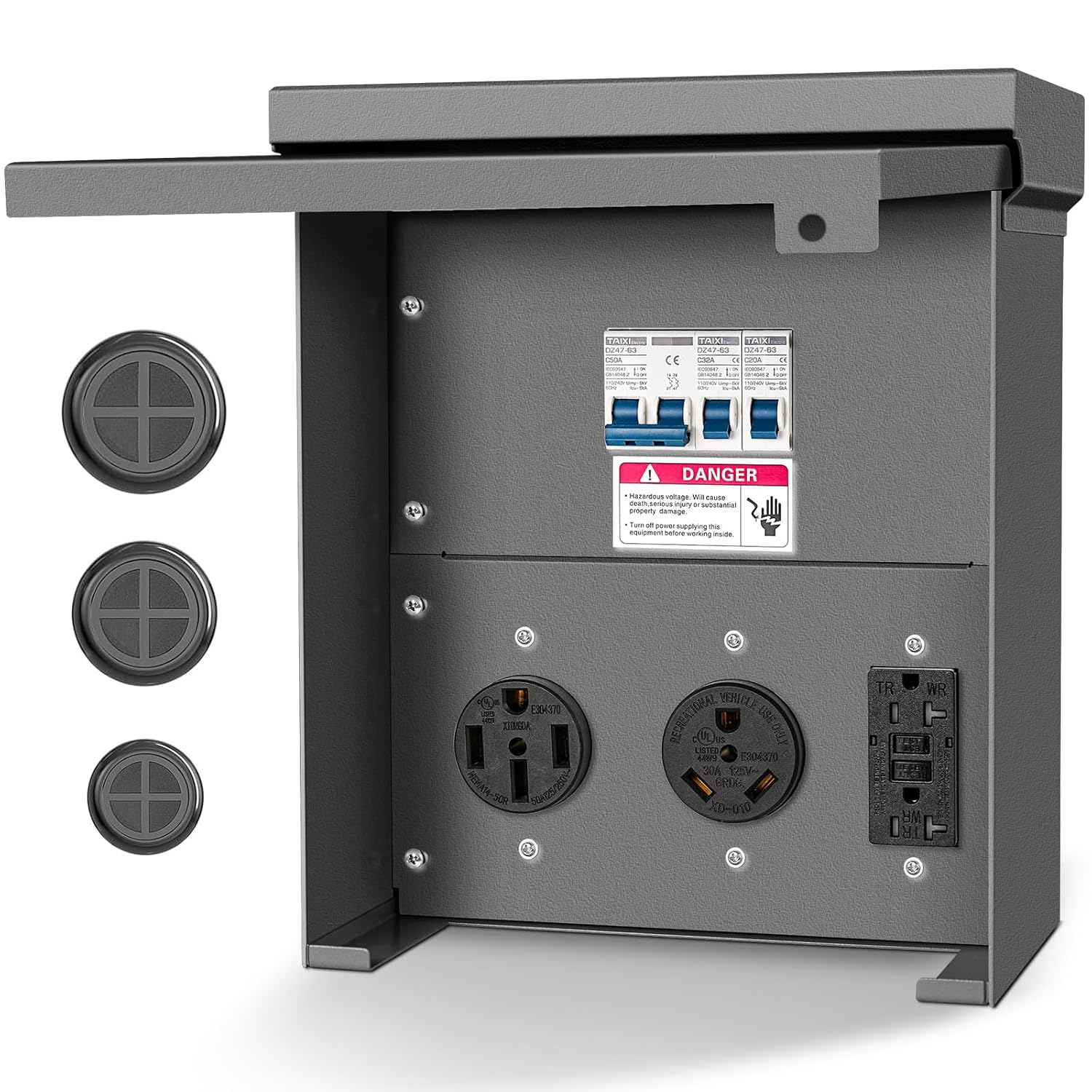 Temporary Power Outlet Panel for RVs - Weatherproof & Durable