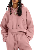Flygo Womens Fleece 2 Piece Outfits Sweatsuit - Warm Cropped