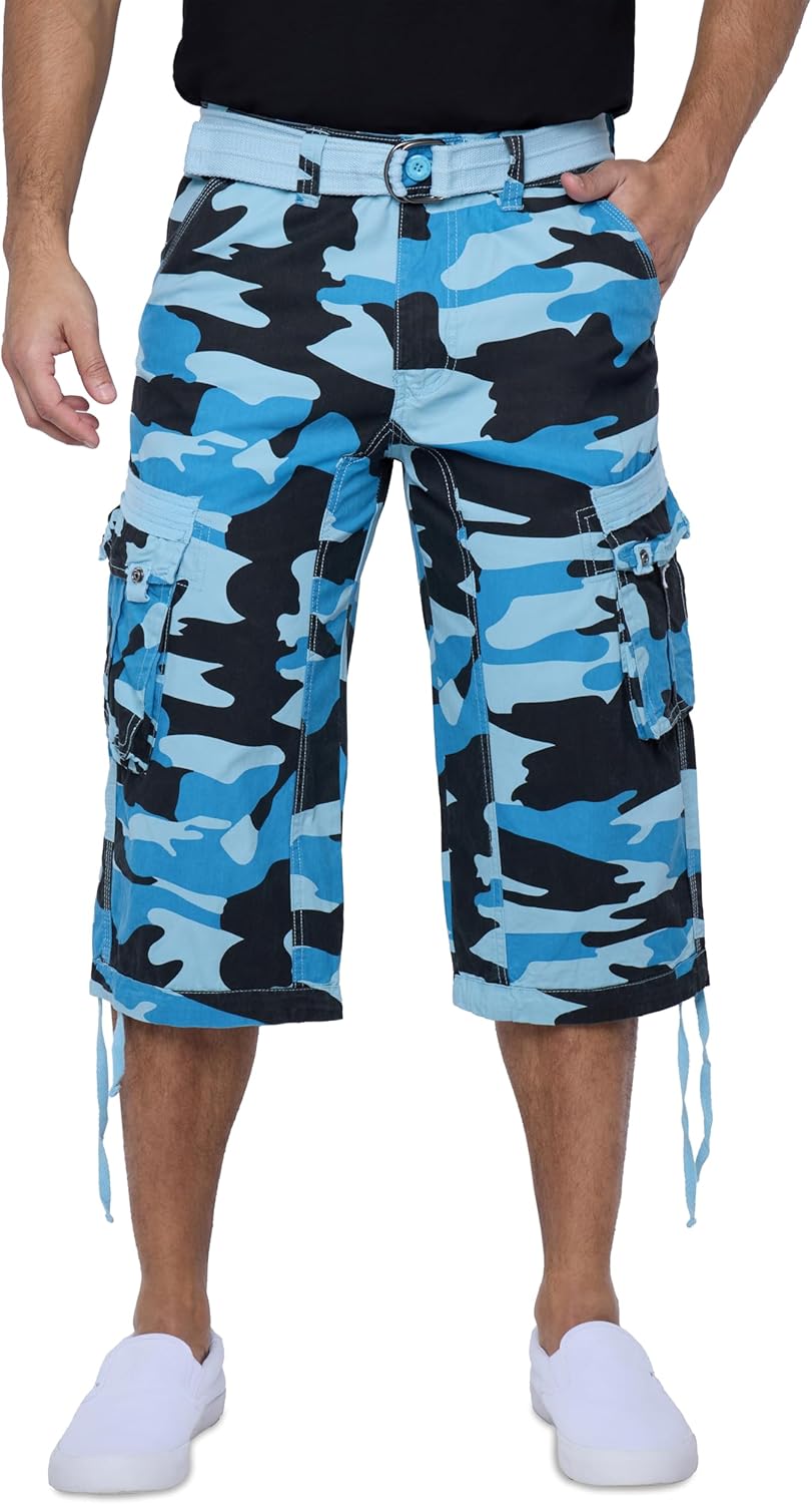 X RAY Men's Belted Long Cargo Shorts for Comfort and Style