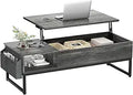 Lift Top Coffee Table with Storage and Side Pouch - Adjustable 43.3 in