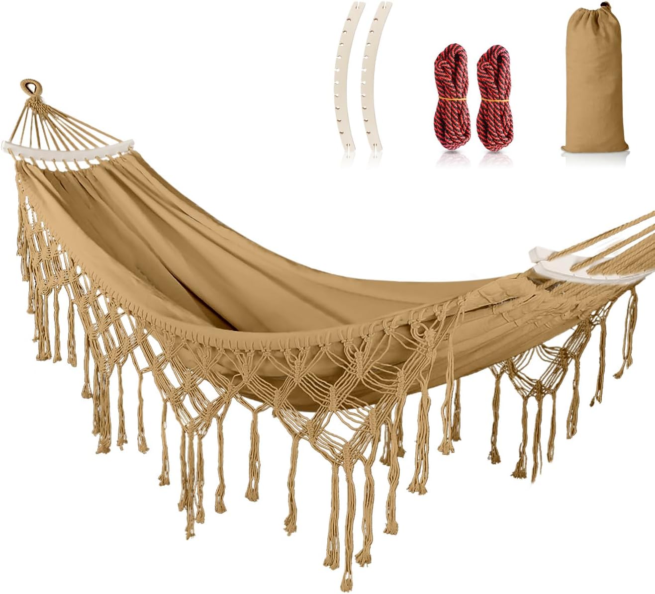 MOSFiATA Backyard Hammock with Tassels for Outdoor Relaxation
