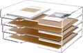 Acrylic Paper Letter Tray 4 Tier Stackable Organizer - Clear Desktop