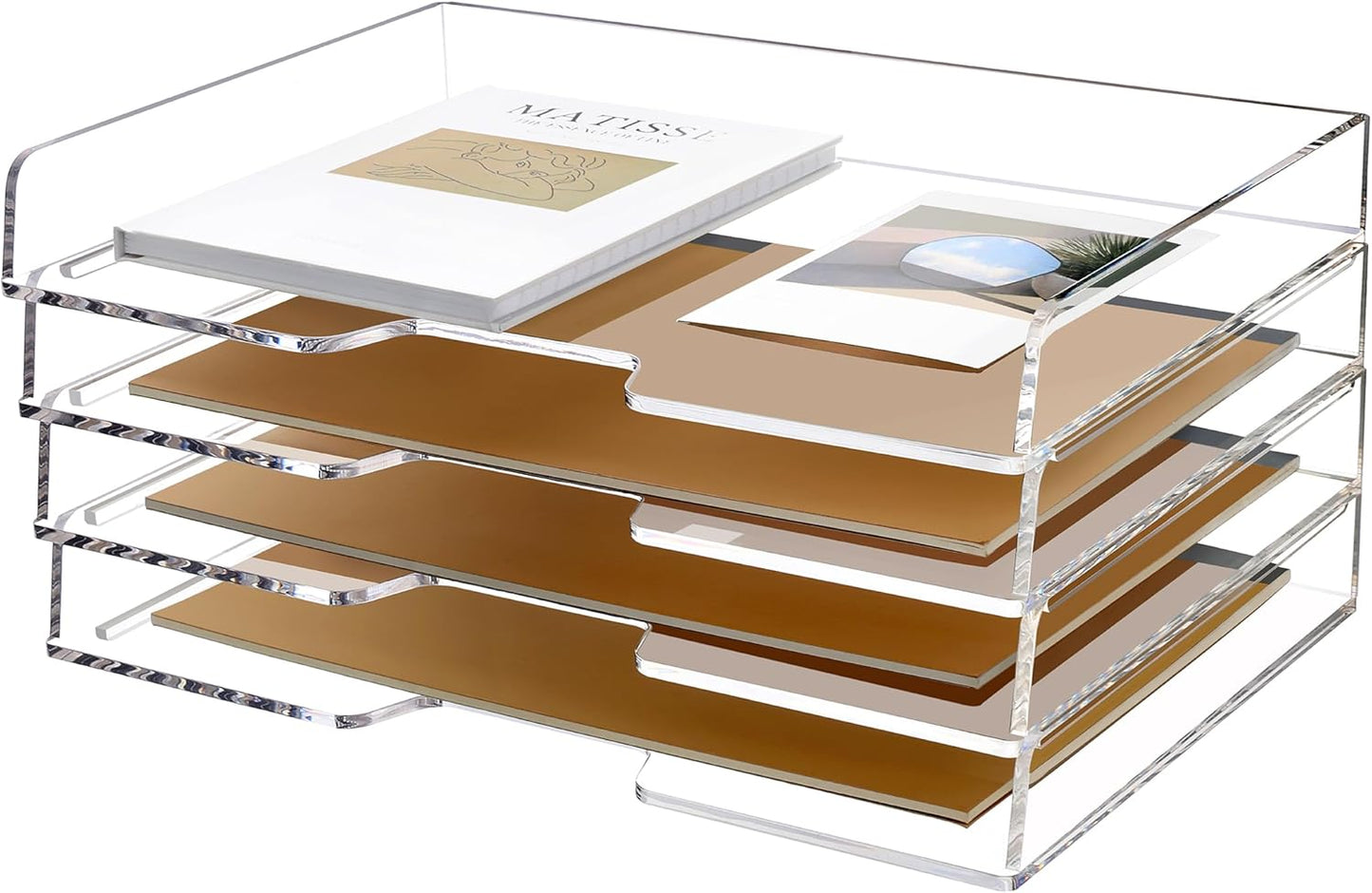 SANRUI 4 Tier Acrylic Paper Letter Tray for Organized Workspace
