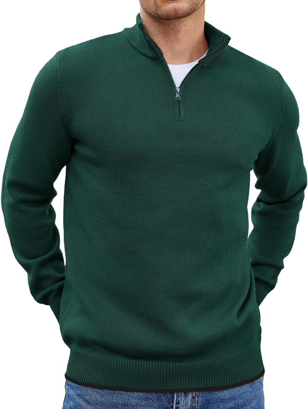 COOFANDY Men's Quarter Zip Pullover Slim Fit Lightweight Sweater