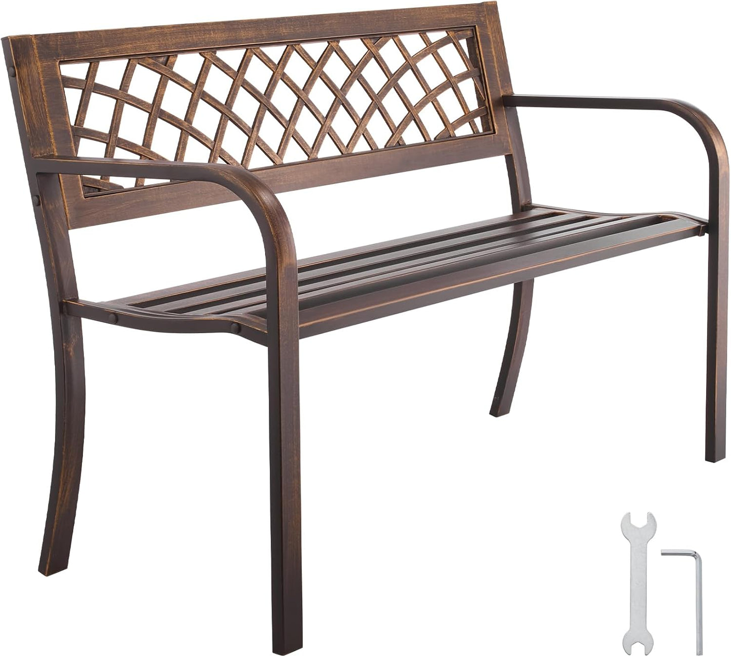 VEVOR Outdoor Bench 46 inch Weatherproof Metal Frame for Patio