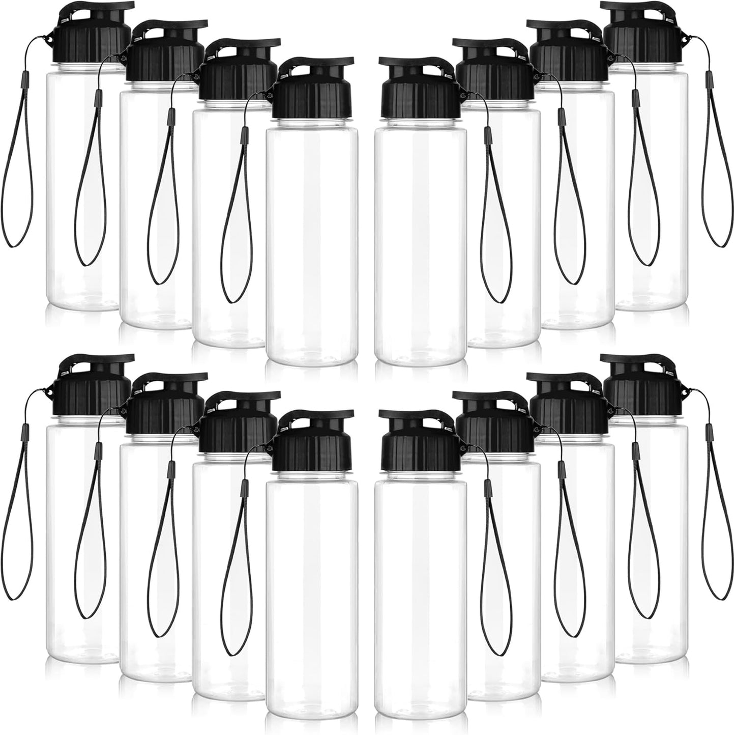 16 Pack Bulk Water Bottles - 17oz Leak Proof Sports Bottles