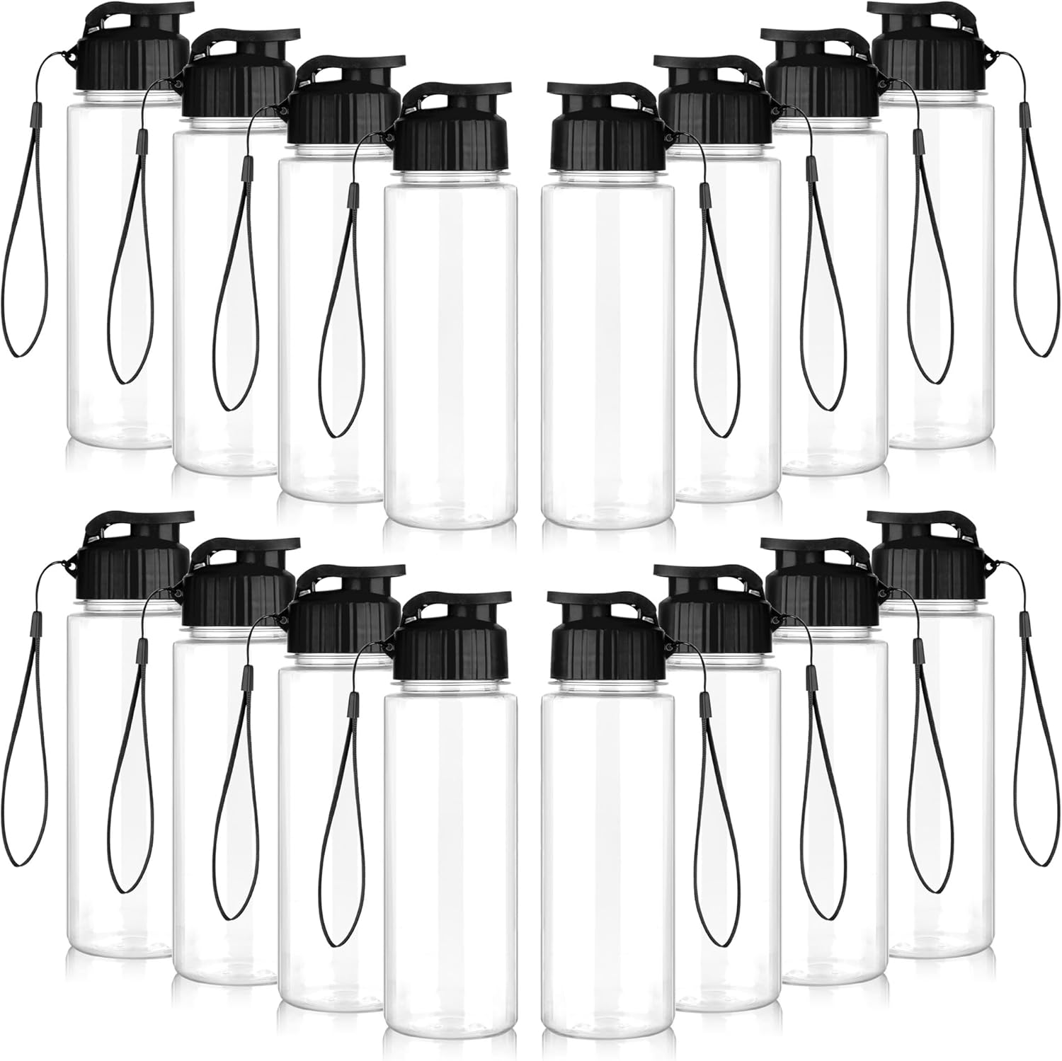 16 Pack Bulk Water Bottles - 17oz Leak Proof Sports Bottles