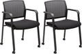 CLATINA Black Waiting Room Chair with Wheels for Comfort