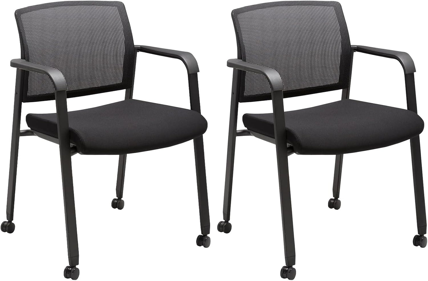 CLATINA Black Waiting Room Chair with Wheels for Comfort