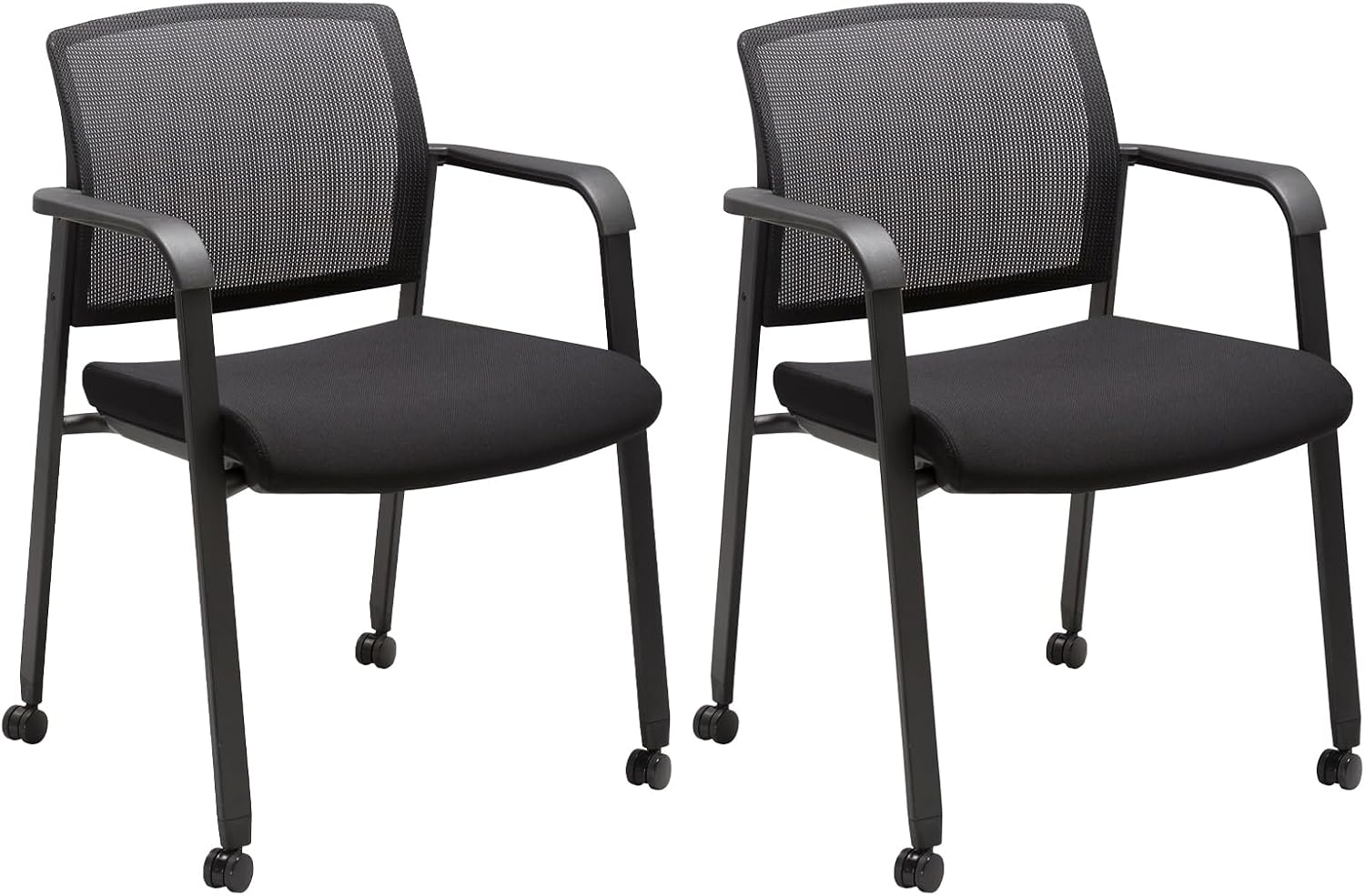 CLATINA Black Waiting Room Chair with Wheels for Comfort