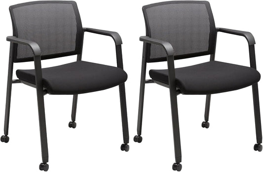 CLATINA Black Waiting Room Chair with Wheels for Comfort