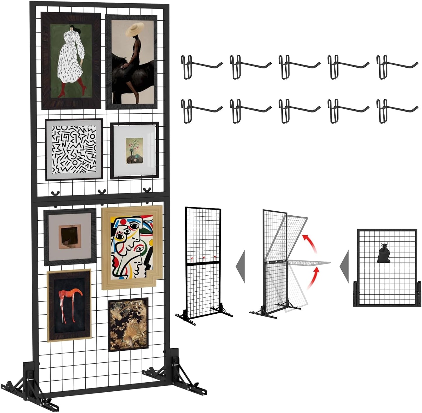 Heavy-Duty Foldable Grid Wall Display Panel for Retail Use