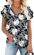 CATHY Summer Womens Casual V-Neck Short Sleeve Tee - Comfy Basic