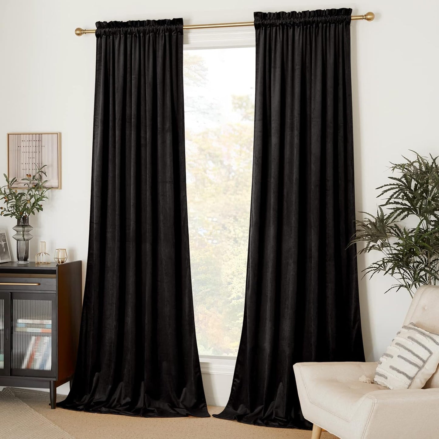 NICETOWN Halloween Velvet Blackout Curtains - 108 Length