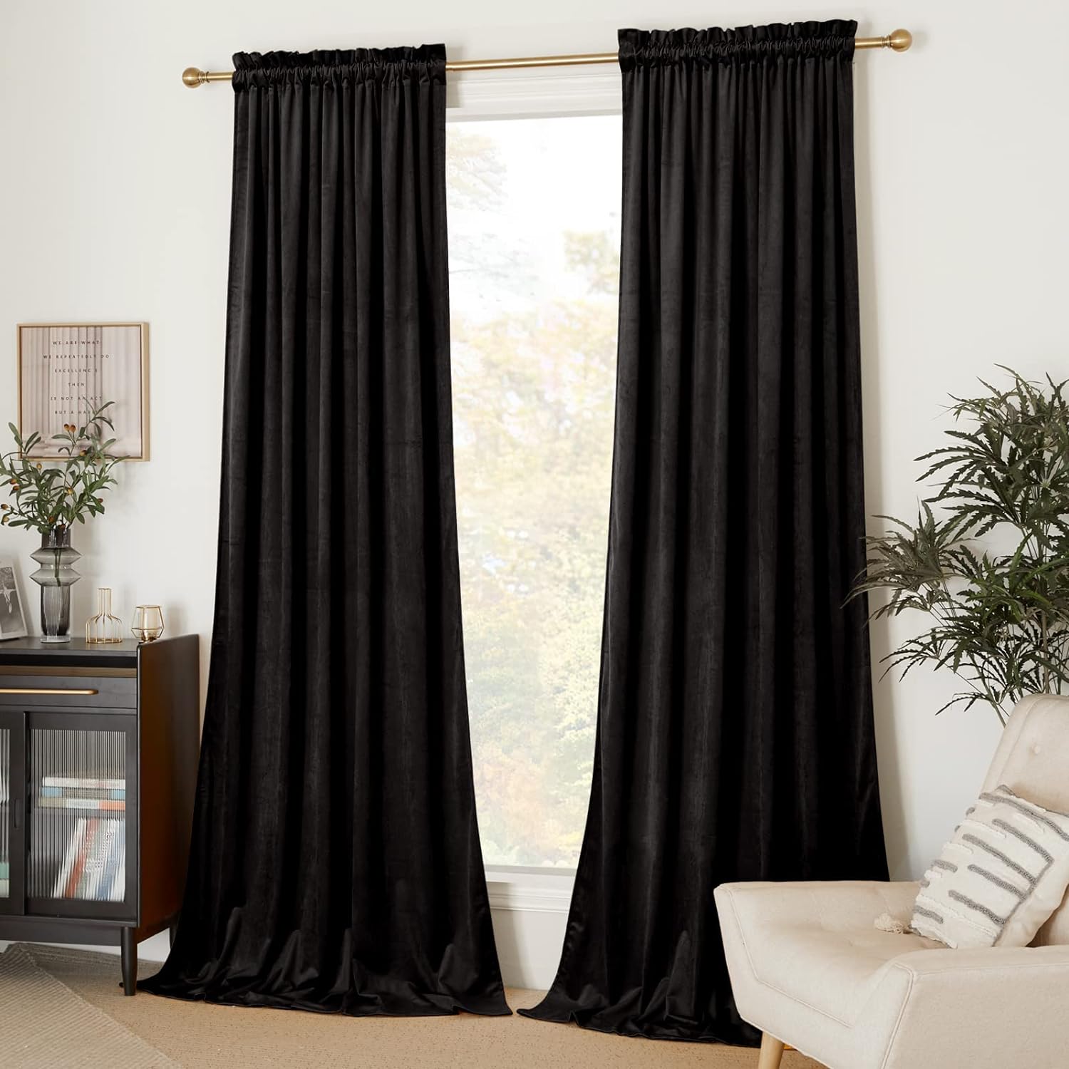 NICETOWN Halloween Velvet Blackout Curtains - 108 Length