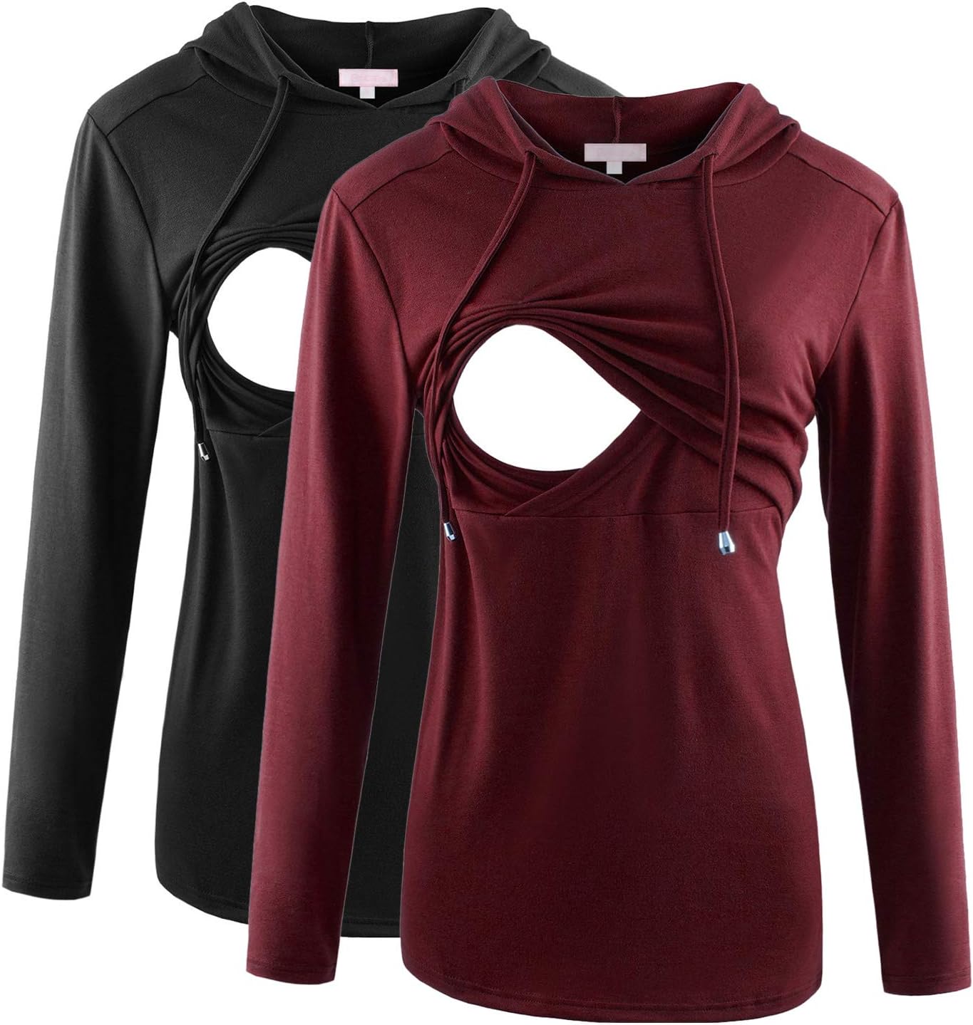 Bhome Nursing Shirt Long Sleeves Hoodie for Breastfeeding Moms