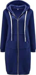 Womens Long Hooded Zip Up Sweatshirt - Warm Oversized Fleece